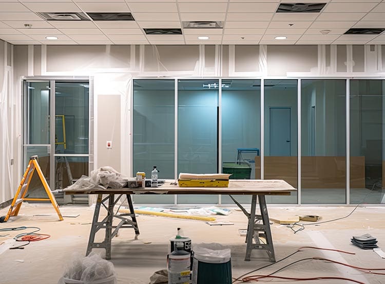 Renovated commercial office space with modern layout