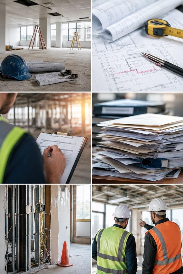 Common causes of stop work orders including permit issues, failed inspections, missing engineering documents, safety concerns, and construction compliance problems